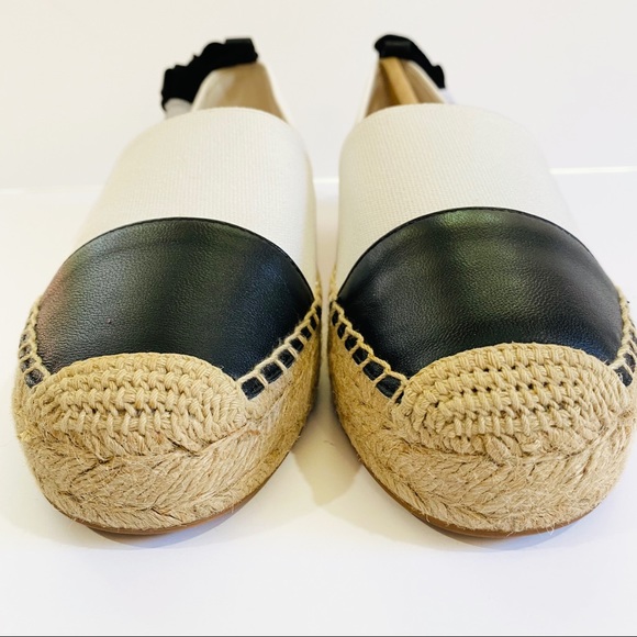 New J. Crew Canvas Espadrille Flats With Leather Cap Toe White Black Siz… - Picture 5 of 15